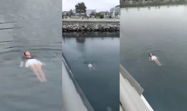 Soyuğa məhəl qoymadı, dənizə girdi - Bulvardan görüntülər - VİDEO