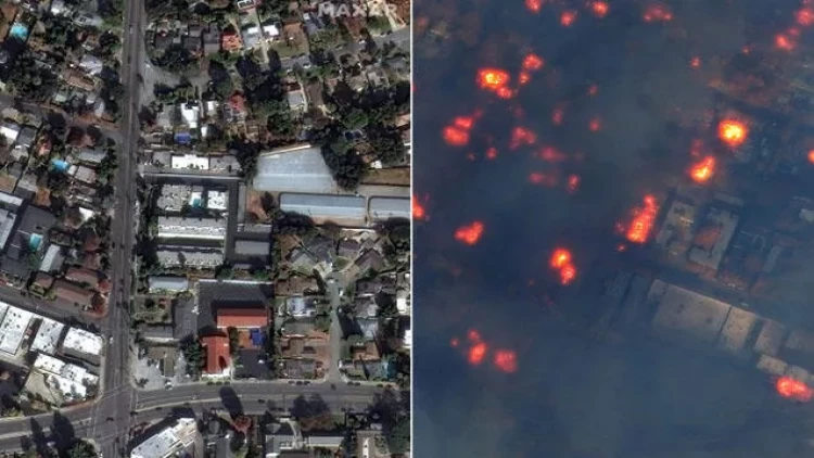 ABŞ-dəki yanğın peykdən belə görünür - FOTO