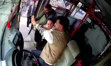 Qadın avtobus idarə edən ərinə bıçaqla hücum etdi - VİDEO