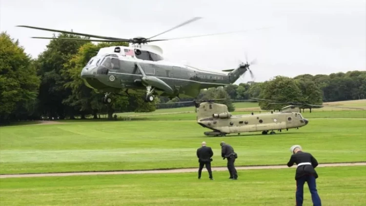 Tramp və xanımını daşıyan helikopter təcili eniş etdi