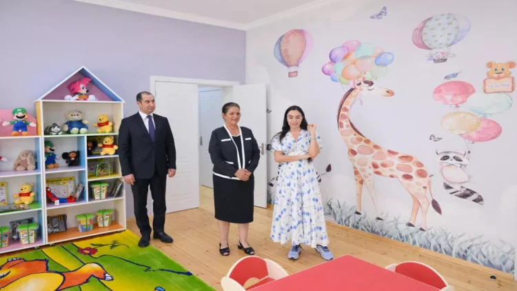 Leyla Əliyeva Şamaxıda inşa olunan körpələr evi-uşaq bağçalarının açılışında iştirak edib - FOTO