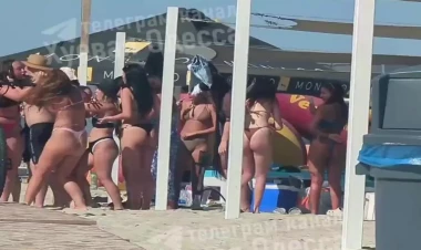 Çimərlikdə qızlar arasında dava düşdü - VİDEO