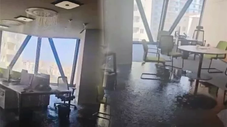 Gömrük Komitəsinin yeni binasında otağı su basdı - AÇIQLAMA - VİDEO