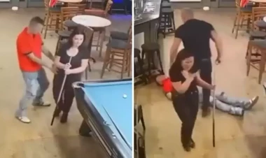 Arvadına toxunan sərxoş şəxsi bir zərbə ilə belə yerə sərdi - VİDEO