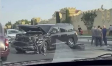 Aeroport yolundakı ağır qəzanın VİDEOsu