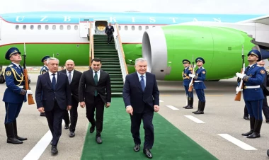 Özbəkistan Prezidenti Şavkat Mirziyoyev Füzuli rayonuna səfərə gəlib - FOTO