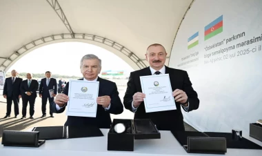 İlham Əliyev və Şavkat Mirziyoyev Bakıda “Özbəkistan” parkının təməlini qoyublar - FOTO