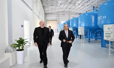 Prezident Yevlax şəhəri qumsüzgəc texnologiyalı sutəmizləyici qurğunun açılışında iştirak edib - VİDEO - FOTO