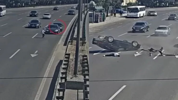 Bakının mərkəzində dəhşətli qəzadan ANBAAN GÖRÜNTÜLƏR - VİDEO