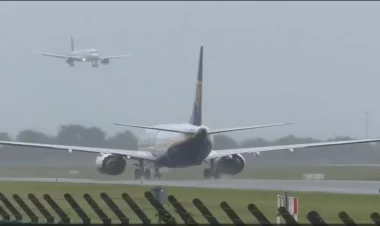 Dublin hava limanında təhlükəli eniş anı – VİDEO