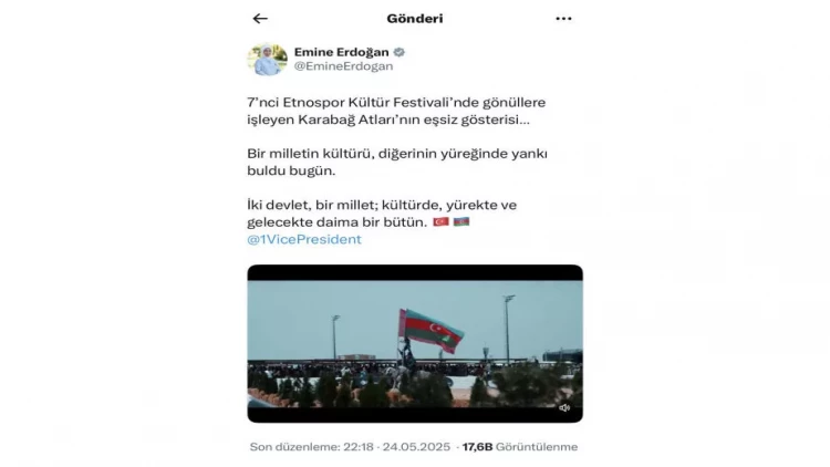 “Bir millət, iki dövlət” - daim bir, bütöv - Əminə Ərdoğan