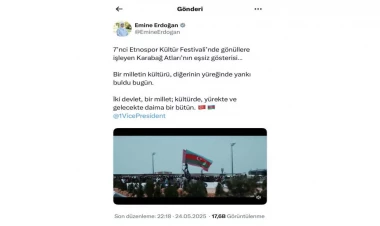 “Bir millət, iki dövlət” - daim bir, bütöv - Əminə Ərdoğan