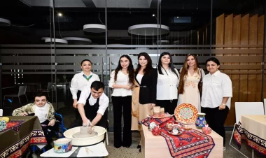 Leyla Əliyeva və Arzu Əliyeva həssas qruplara aid şəxslərin yaradıcılıq prosesi ilə tanış olublar - FOTO