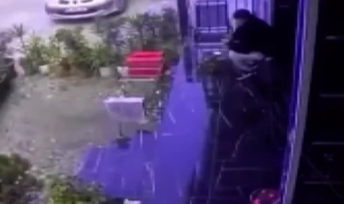 Zəlzələ vaxtı insanlar binadan belə qaçıblar - VİDEO