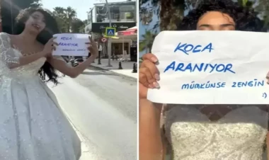 Gəlinlik geyinib əlində kağızla küçəyə çıxdı - 