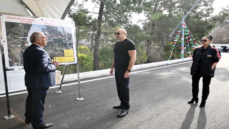 Prezident və Birinci xanım Sərsəng su anbarından Umudlu kəndinə gedən avtomobil yolunun açılışında iştirak ediblər - VİDEO - FOTO