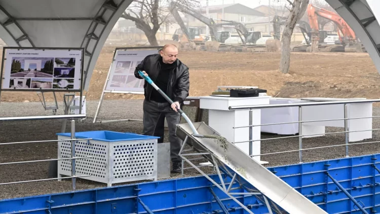 Prezident Xankəndidə Zəfər parkının təməlqoyma mərasimində iştirak edib - VİDEO - FOTO