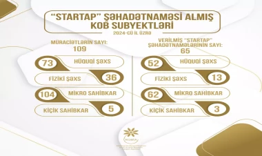 2024-cü ildə 65 KOB subyektinə “Startap” şəhadətnaməsi verilib