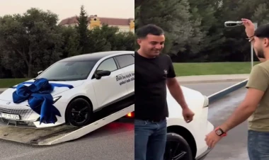 Bakıda qız oğlana 30 minlik maşın hədiyyə etdi - VİDEO
