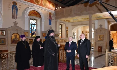 Azərbaycan və Rusiya prezidentləri Müqəddəs Mürdaşıyan Zənənlər Kafedralında olublar - VİDEO - FOTO