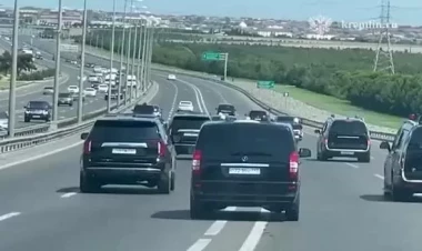 Putinin Bakıda kortejinin görüntüləri - VİDEO