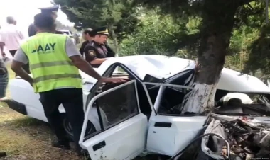 Beyləqanda ağır qəza - Sürücü yaralandı - FOTO