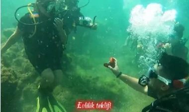 Azərbaycanda unikal evlilik təklifi: Xəzərin dibində... - VİDEO