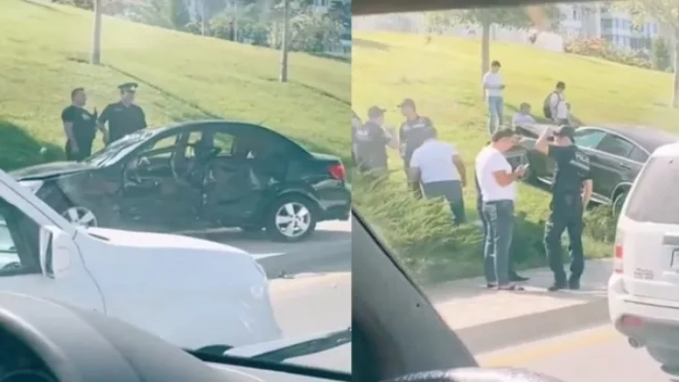 Bakıda qəza: Əvvəl avtomobilləri əzdi, sonra yaşıllıq əraziyə çırpıldı