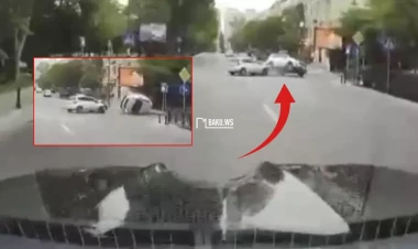 Bakıda “KİA”nın aşdığı dəhşətli qəzanın ANBAAN VİDEOsu