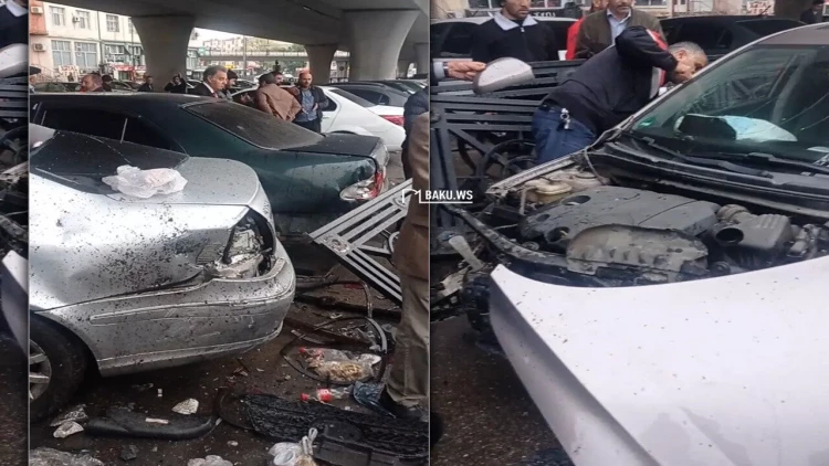 3-cü mikrorayon dairəsi yaxınlığında dəhşətli qəza - 3 maşın toqquşdu - VİDEO