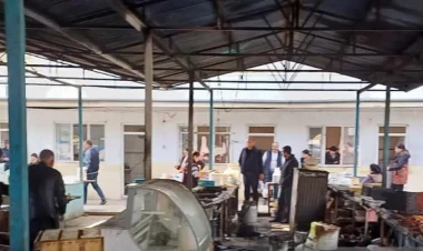 Gəncədə bazarda yanğın olub - YENİLƏNİB - FOTO