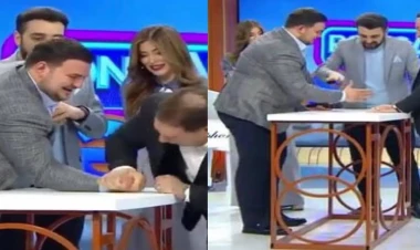 Canlı efirdə qol güləşi edib, ATASINI YIXDI - VİDEO