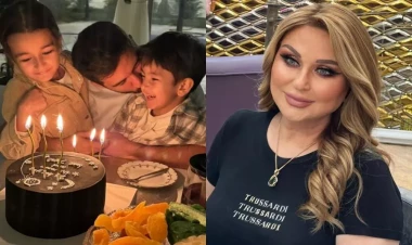 Mələkxanım Eyubova oğlu və nəvələri ilə - FOTOlar