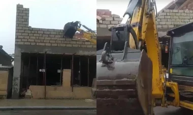 Daha bir qanunsuz tikili söküldü - VİDEO