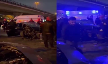 “Karl Marks”da iki avtomobil toqquşdu: 5 nəfər xəsarət aldı - VİDEO