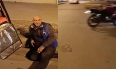 Bakıda dəhşətli qəza: Avtomobil yaşlı kişini sürüyərək yolun kənarına atdı - VİDEO