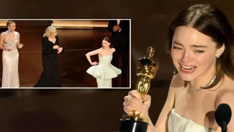 “Oskar” alan aktrisanın səhnədə başına iş gəldi - VİDEO