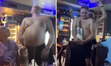 Futbol klubunun prezidentinin ŞOK GÖRÜNTÜLƏRİ - Sərxoş və yarıçılpaq halda... - VİDEO