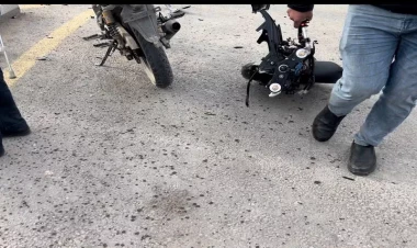 Sumqayıtda ağır qəza - Motosikletdən geriyə sadəcə təkəri qaldı - FOTO