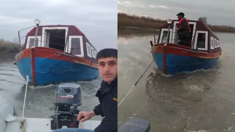 Kür çayında 2 nəfər KÖMƏKSİZ QALDI - VİDEO