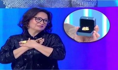 Canlı efirdə Mehriban Xanlarovaya üzük hədiyyə edildi - VİDEO