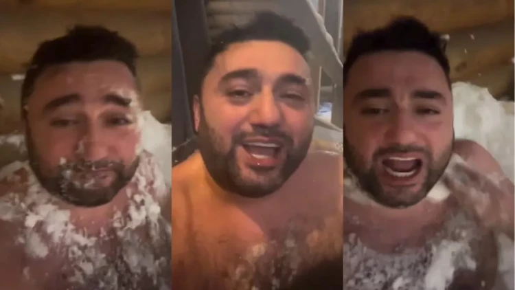 Müşviq Şahverdiyev qarda çimib hovuza girdi - VİDEO