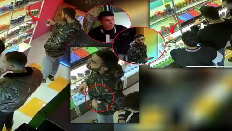 Bakıda 4 nəfər əlbir olub qəlyan mağazasını belə 