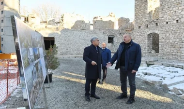 Prezident Aşağı Gövhər Ağa məscidində aparılan bərpa işləri ilə tanış olub - VİDEO - FOTO