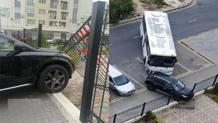Sərnişinlər qorxulu anlar yaşadı - Avtobus park edilmiş avtomobilə çırpıldı - FOTO