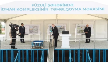 Prezident Füzuli şəhərində idman kompleksinin təməlini qoyub - VİDEO - FOTO