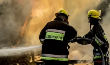 Təmir sexində maşın yandı