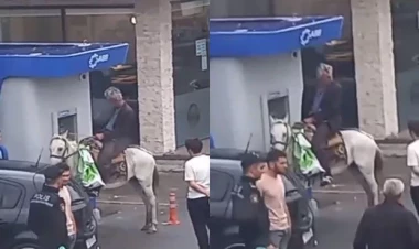 Azərbaycanda kişinin at belində bankomatdan pul çıxarması gündəm oldu - VİDEO