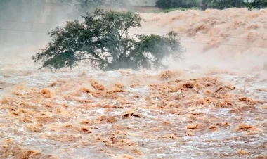 Göyçay çayına güclü sel gəldi