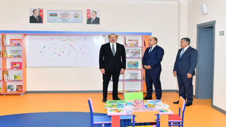 Prezident Xırdalanda yeni məktəb binasının açılışında iştirak edib - VİDEO - FOTO